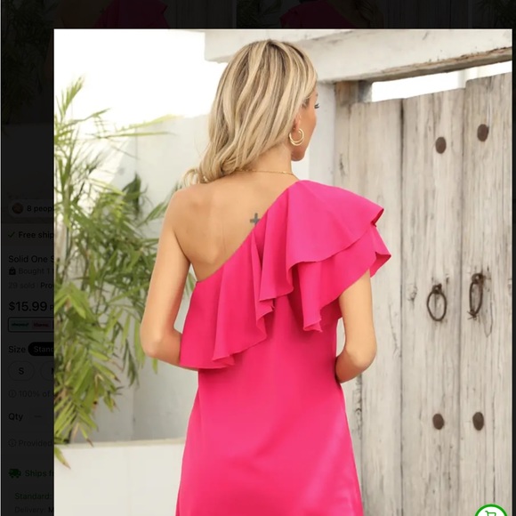 Misuse Pink Fuchsia Asymmetrical Ruffle Dress - Picture 2 of 3